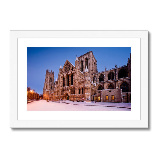 York Minster in the snow, York, UK. Framed & Mounted Print