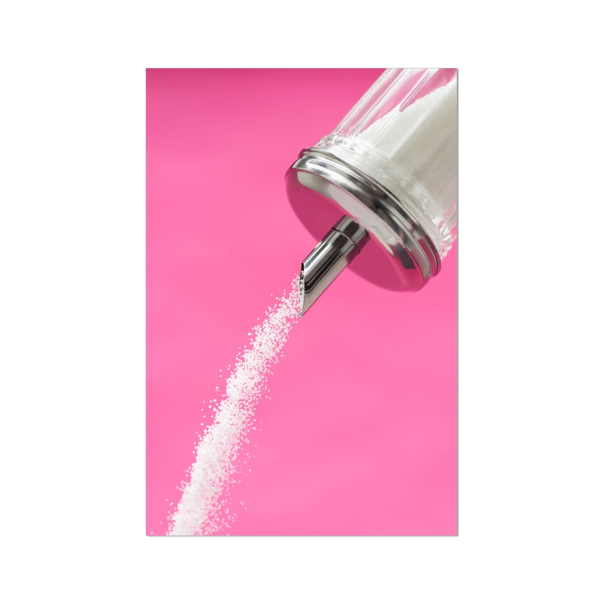 Sugar dispenser pouring against pink background Fine Art Print