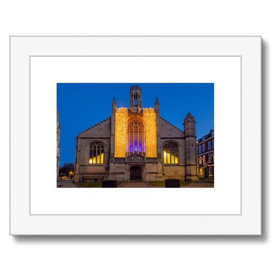 St Michael le Belfrey church with Christmas illuminations at dusk. York. UK Framed & Mounted Print