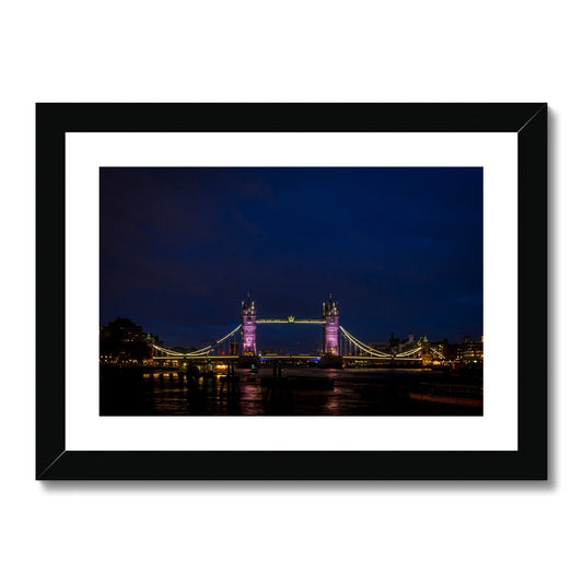Tower Bridge over the river Thames at dusk, London. Framed & Mounted Print
