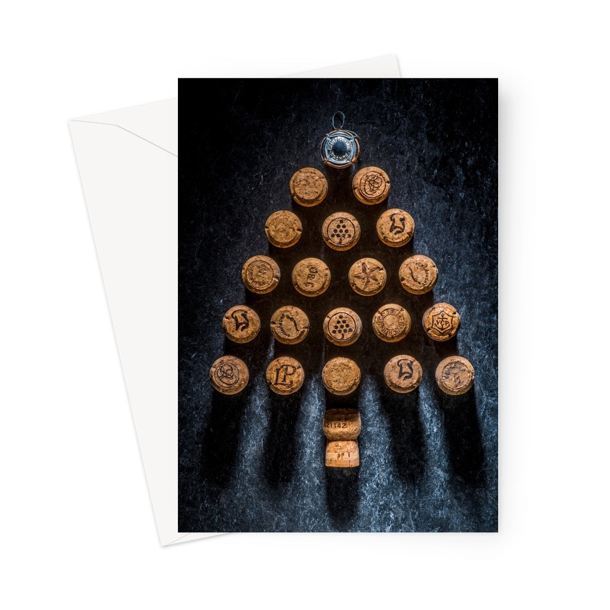 Champagne Corks Christmas Tree Greeting Card