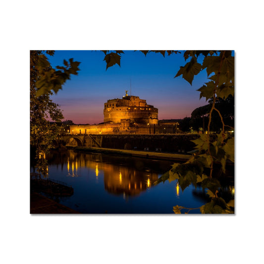 Castel sant'Angelo on the banks of the river tiber at night, Rome, Italy. Fine Art Print