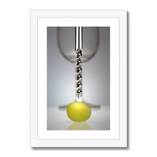 Corkscrew, grape, and wine glass Framed & Mounted Print