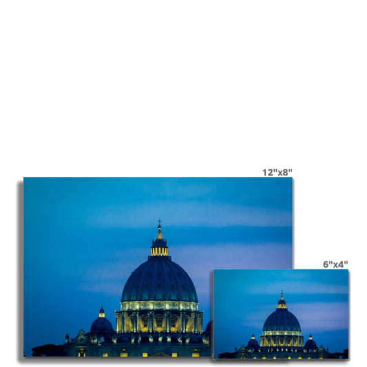 St Peter's Basilica. Vatican City at night, Rome, Italy. Fine Art Print