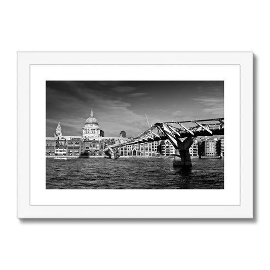 Millennium Bridge and St Pauls Cathedral, London. Framed & Mounted Print