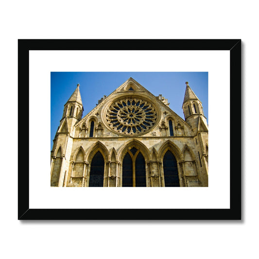 Rose window and South façade of York Minster, North Yorkshire, UK Framed & Mounted Print