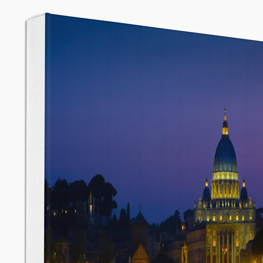 St Peter's Basilica, Vatican City at night, Rome, Italy. Canvas