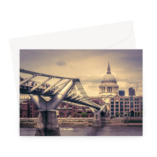 Millennium Bridge and St Paul's Cathedral, London. Greeting Card