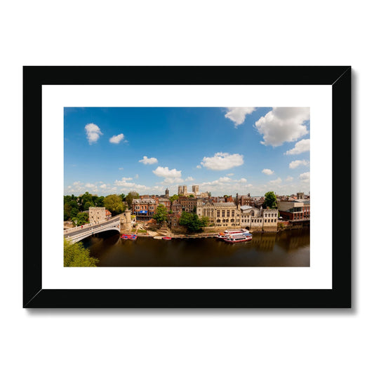 River Ouse in York with Lendal Tower, Lendal Bridge, The Guildhall and York Minster. Framed & Mounted Print
