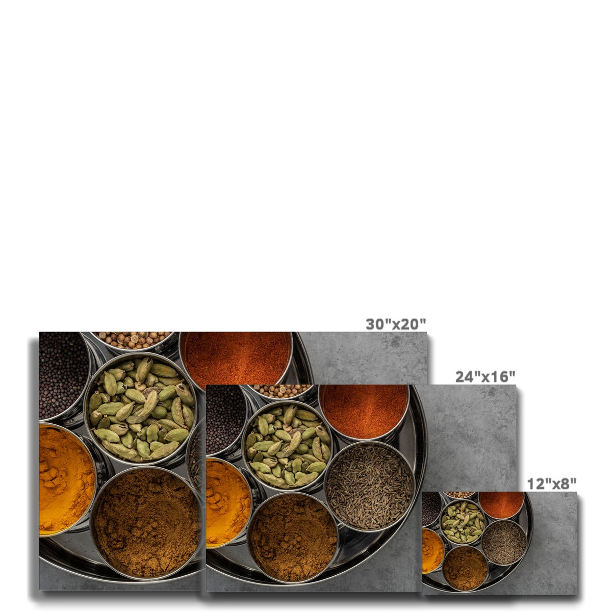 Flat lay of an spice tin (masala dabba)  Canvas