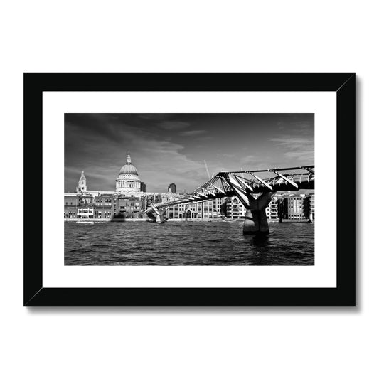 Millennium Bridge and St Pauls Cathedral, London. Framed & Mounted Print