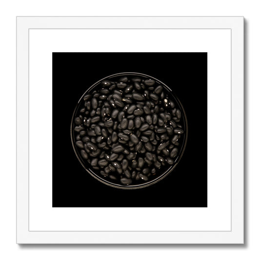 Black beans in black bowl Framed & Mounted Print