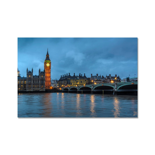 Big Ben and Houses of Parliament at dusk, Westminster, London. Fine Art Print