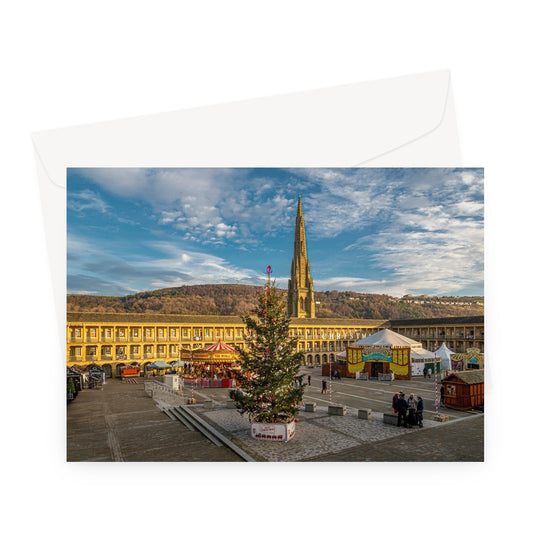 The Piece Hall - at Christmas. Halifax, UK Greeting Card