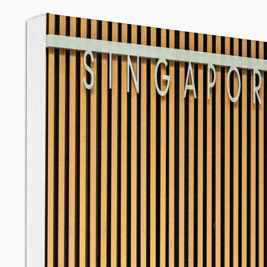 Singapore lettering on a slatted building wall. Canvas