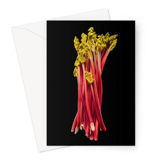 Rhubarb on black background Greeting Card