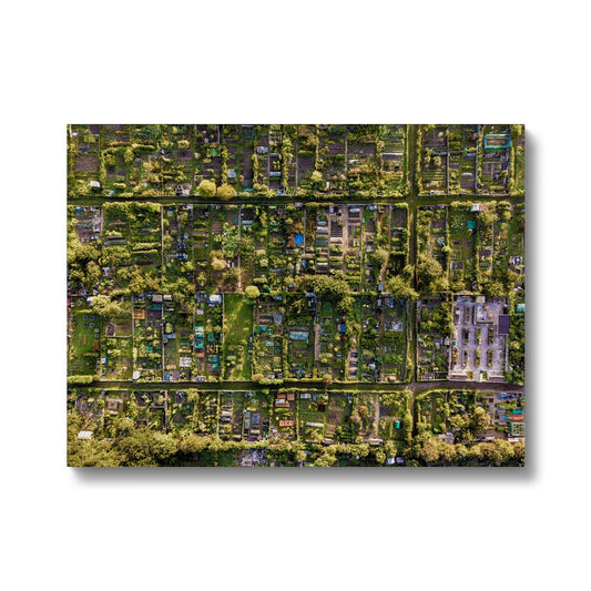 Aerial view of allotments Canvas