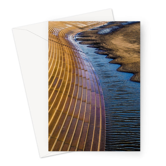 Blackpool sea defence stone steps leading down to beach. UK. Greeting Card