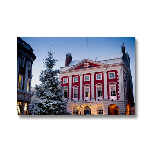 York Mansion House and Christmas tree in the snow, York, UK. Canvas