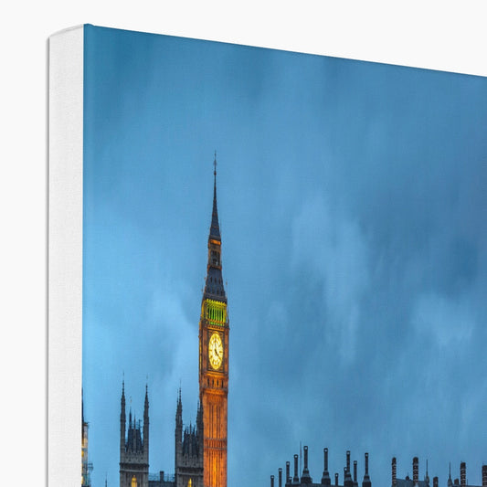 Big Ben and Houses of Parliament at dusk, Westminster, London. Canvas