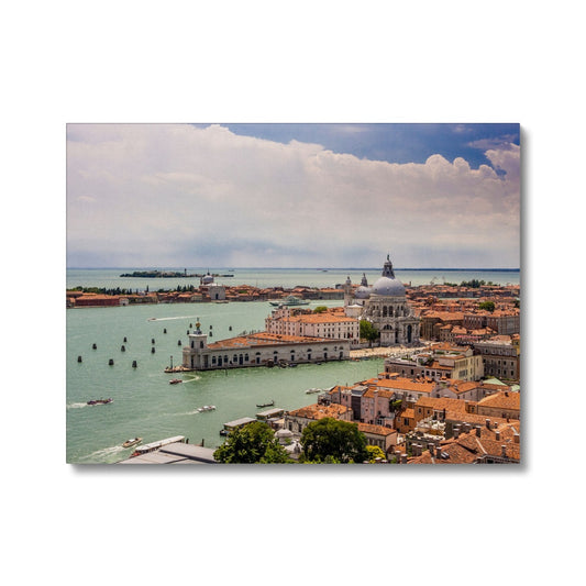 Aerial photograph of Punta della Dogana and church of Santa Maria della Salute, Venice, Italy. Canvas