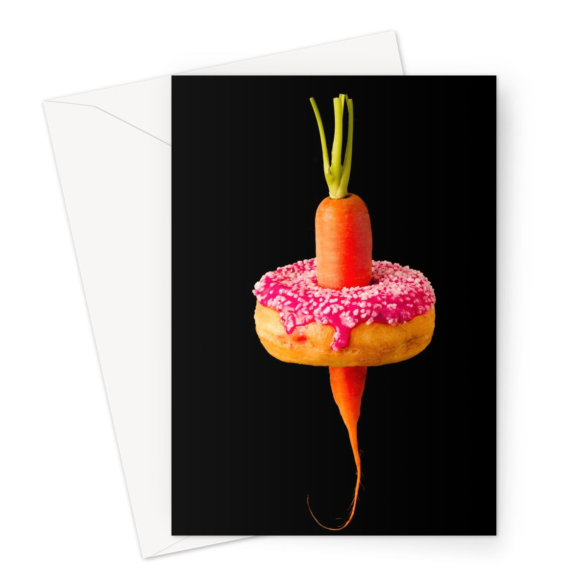 Carrot and Doughnut dilemma!  Greeting Card