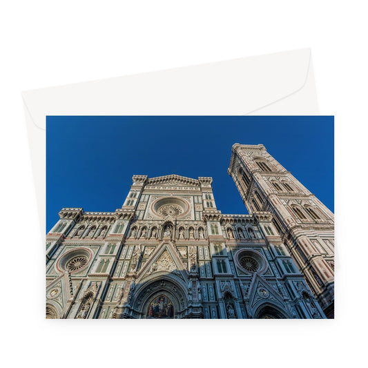 West façade of Florence Cathedral bell tower. Florence, Italy. Greeting Card