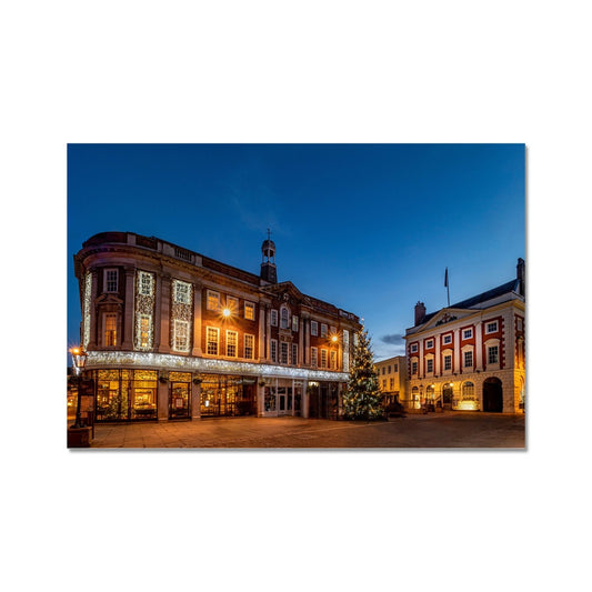 Mansion House Christmas tree and Illuminations in St Helen's Square, York. UK. Fine Art Print