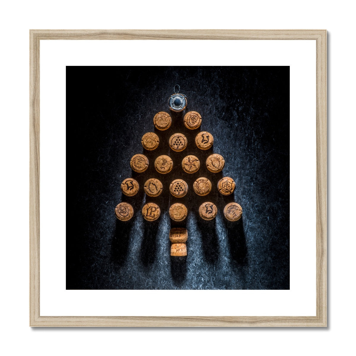 Champagne Corks Christmas Tree Framed & Mounted Print