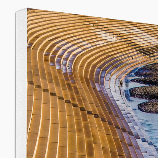 Blackpool sea defence stone steps leading down to beach. UK. Canvas