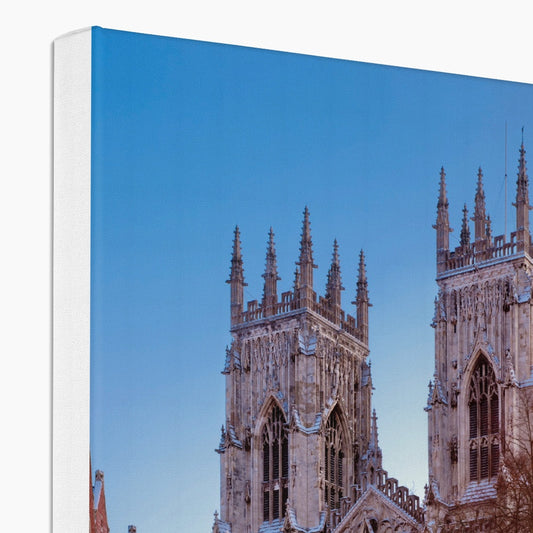 West front of York Minster and Duncombe Place in the snow, York, UK. Canvas