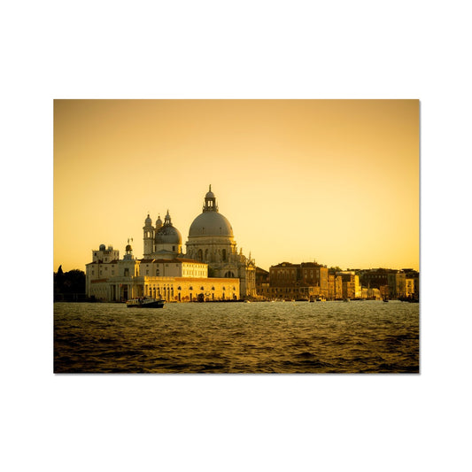 Venice sunset. Punta della Dogana and the Church of Santa Maria della Salute. . Fine Art Print