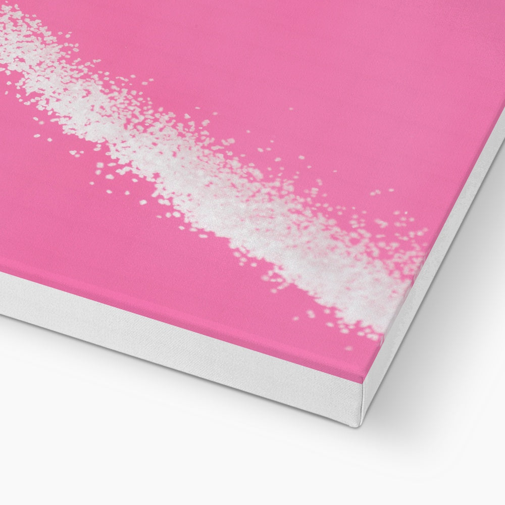 Sugar dispenser pouring against pink background Canvas