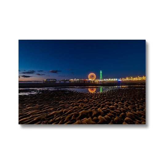 Blackpool Tower and Central Pier with reflection of illuminations Canvas