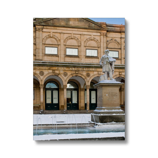 York Art Gallery with William Etty statue in front in the snow. York, North Yorkshire, UK Canvas