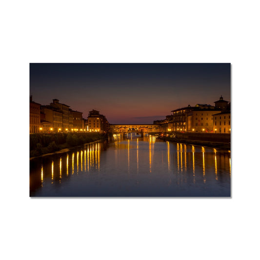 Ponte Vecchio at sunset and the river Arno. Florence, Italy. Fine Art Print