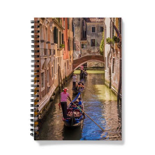 Gondolas  on a canal in Venice, Italy Notebook