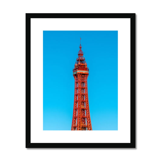 Blackpool Tower with a cloudless blue sky. UK Framed & Mounted Print