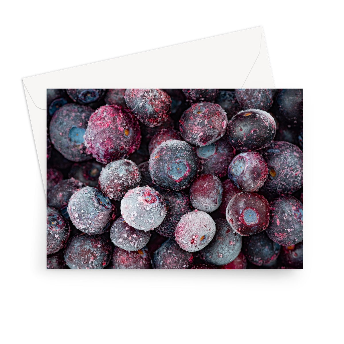 Close up of frozen blueberries Greeting Card