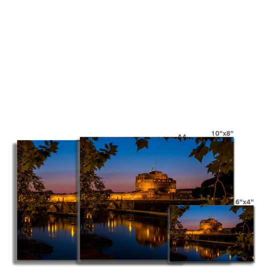 Castel sant'Angelo on the banks of the river tiber at night, Rome, Italy. Fine Art Print