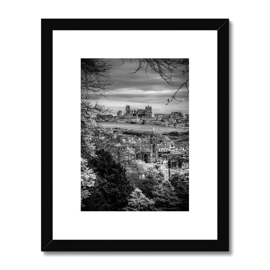Whitby Abbey viewed from Pannett Gardens, Whitby, UK. Framed & Mounted Print