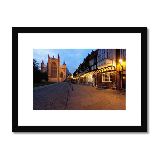 York Minster and St Williams College at dusk. York UK Framed & Mounted Print