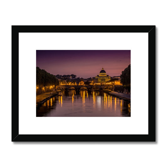 St Peter's Basilica. Vatican City at night. Rome, Italy. Framed & Mounted Print