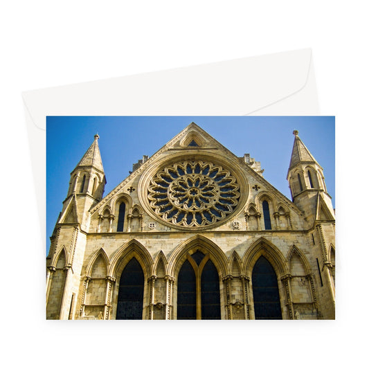 Rose window and South façade of York Minster, North Yorkshire, UK Greeting Card