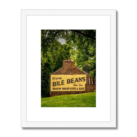 Bile Beans advertising sign, York. Framed & Mounted Print