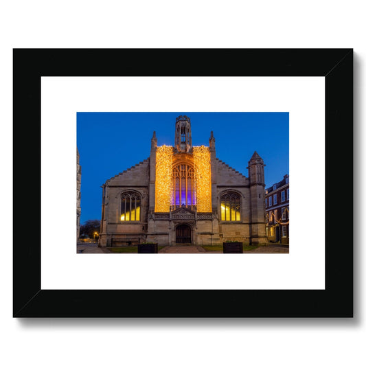 St Michael le Belfrey church with Christmas illuminations at dusk. York. UK Framed & Mounted Print