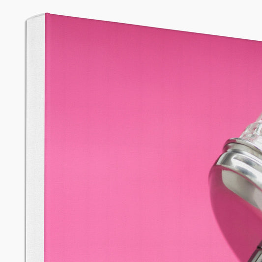 Sugar dispenser pouring against pink background Canvas