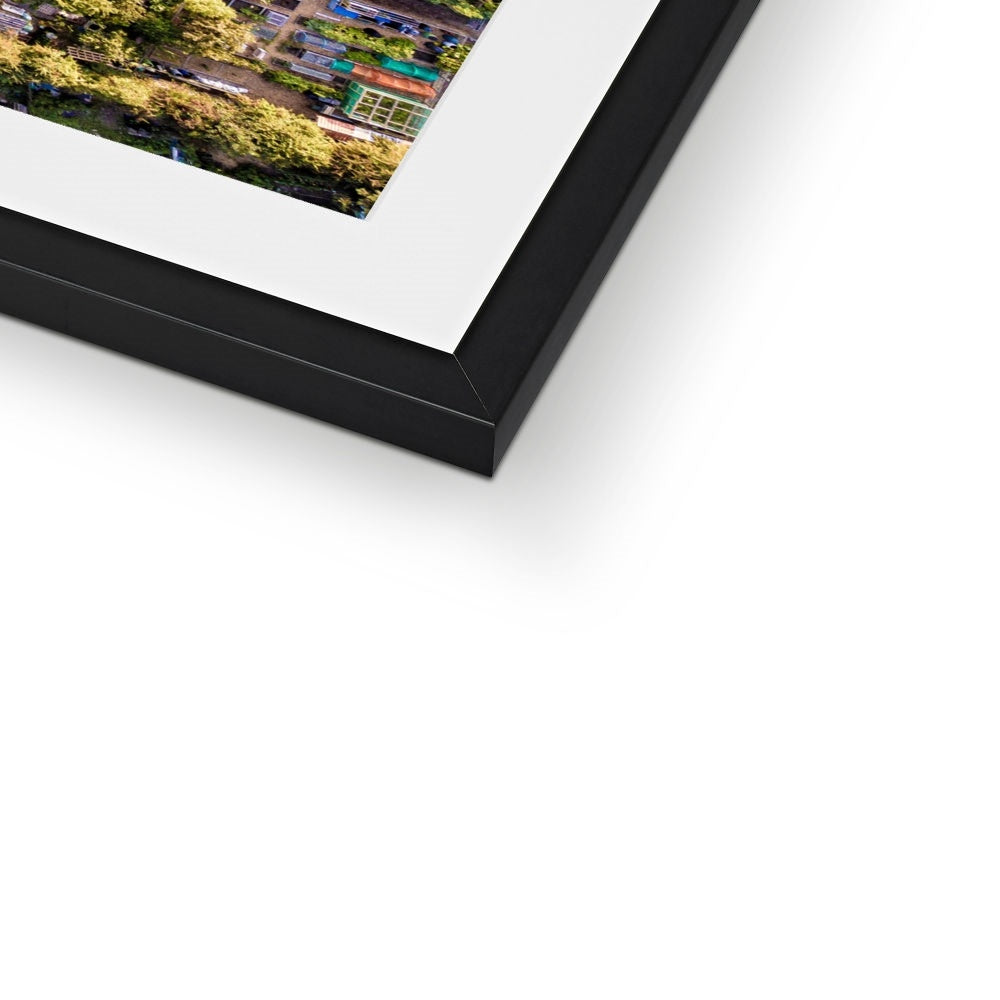 Aerial view of allotments Framed & Mounted Print