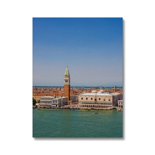 Aerial view of  Doges Palace and the bell tower of St Marks basilica, St Marks Basin, Venice. Italy. Canvas