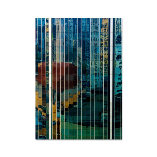 Urban reflections dance across a skyscraper's glazed facade Fine Art Print